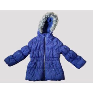 * PROTECTION SYSTEM Blue Heart Print Winter Parka Jacket Girls Size 2T